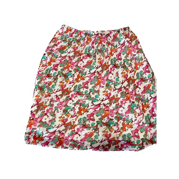 Karin Stevens Womens 2 Piece Skirt Set Pink Green Floral Ruffle Chiffon Size 10 - Picture 5 of 10